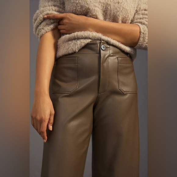 Anthropologie The Colette Cropped Wide-Leg Faux Leather Pants - Picture 5 of 11